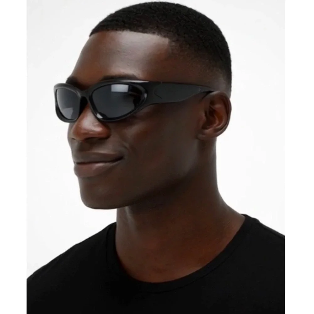 Sunglasses Black Lens Retro Street Shades Sports‎ Light Wrap Around Lentes Gafas